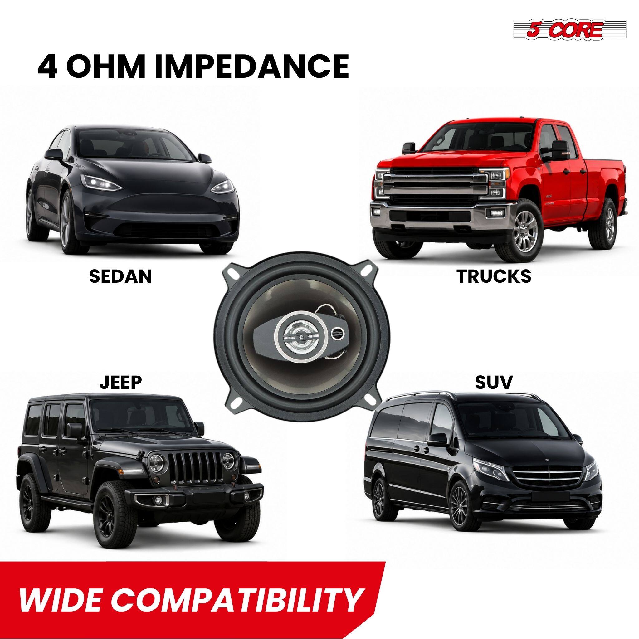 4 OHM IMPEDANCE  
5 CORE  
-  
SEDAN  
TRUCKS  
JEEP  
SUV  
WIDE COMPATIBILITY