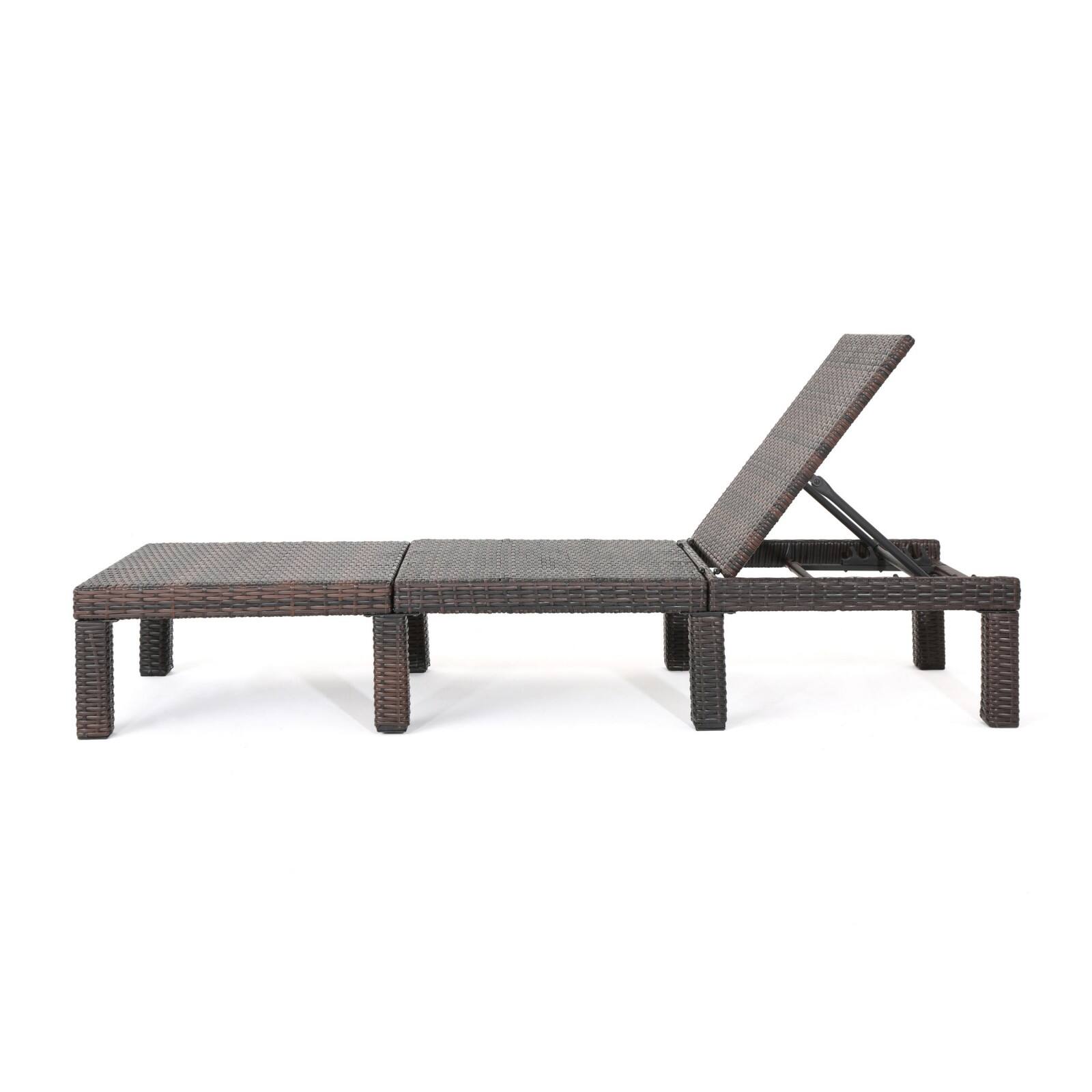 Alt View 8. Ecooso - Outdoor Chaise Lounge with Wicker Design and Adjustable Backrest - Brown.