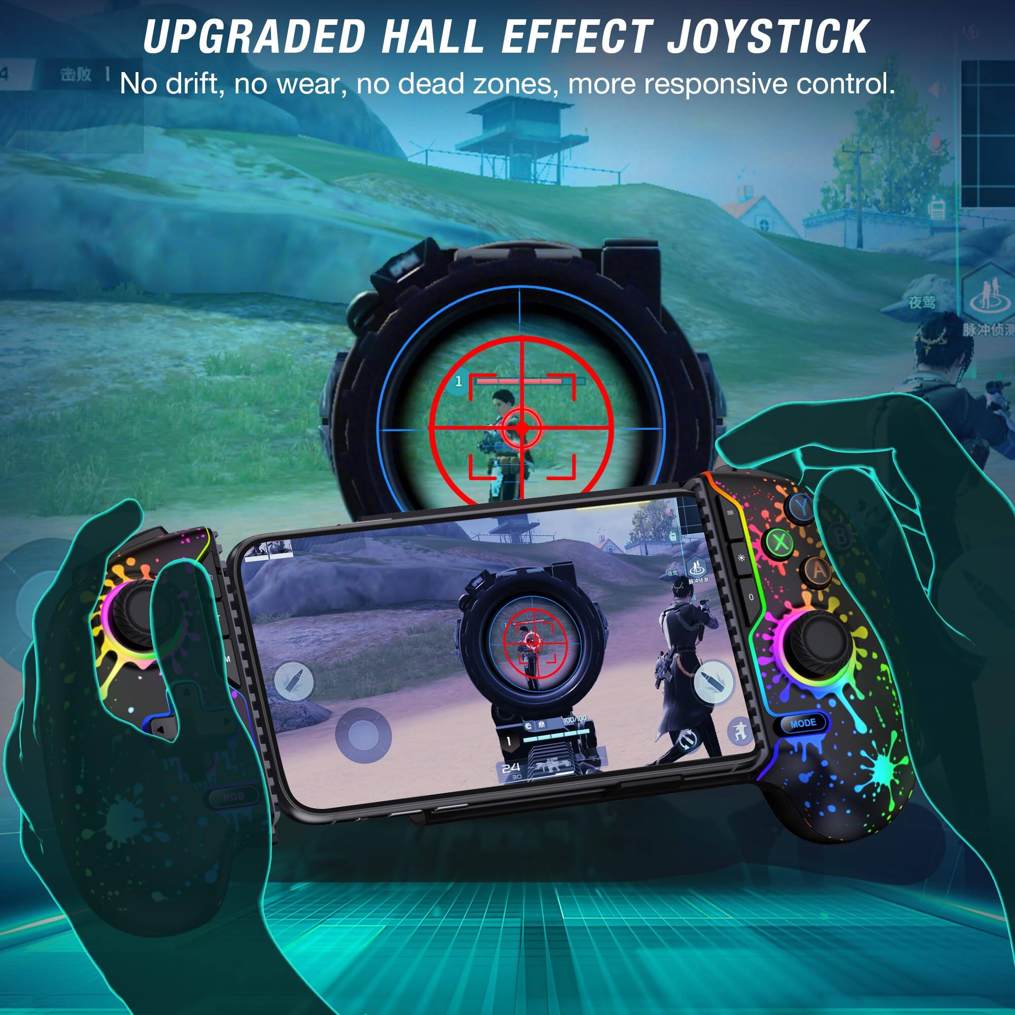 UPGRADED HALL EFFECT JOYSTICK  
No drift, no wear, no dead zones, more responsive control.