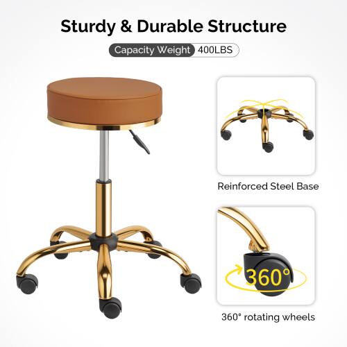 Sturdy & Durable Structure  
Capacity Weight: 400LBS  
Reinforced Steel Base  
360° rotating wheels