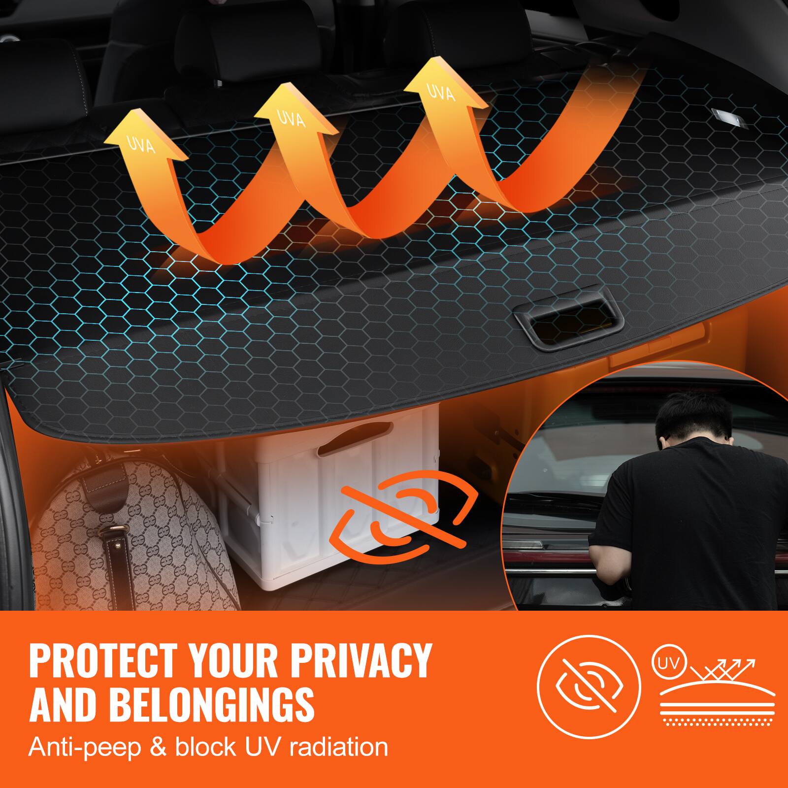 UVA UVA UVA

PROTECT YOUR PRIVACY AND BELONGINGS

Anti-peep & block UV radiation