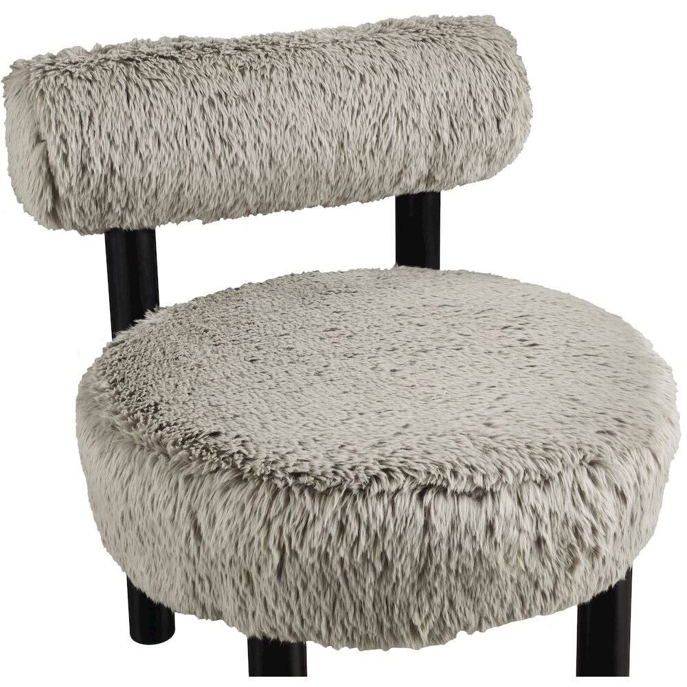 Alt View 3. Meridian Furniture - Ambre Taupe Vegan Shearling Fabric Upholstered Accent Chair - Black.