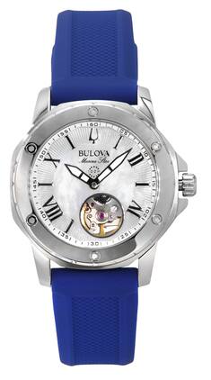Bulova - Marine Star Silicone Strap Dial Automatic 96L324 100M Women's Watch - Mother Of Pearl