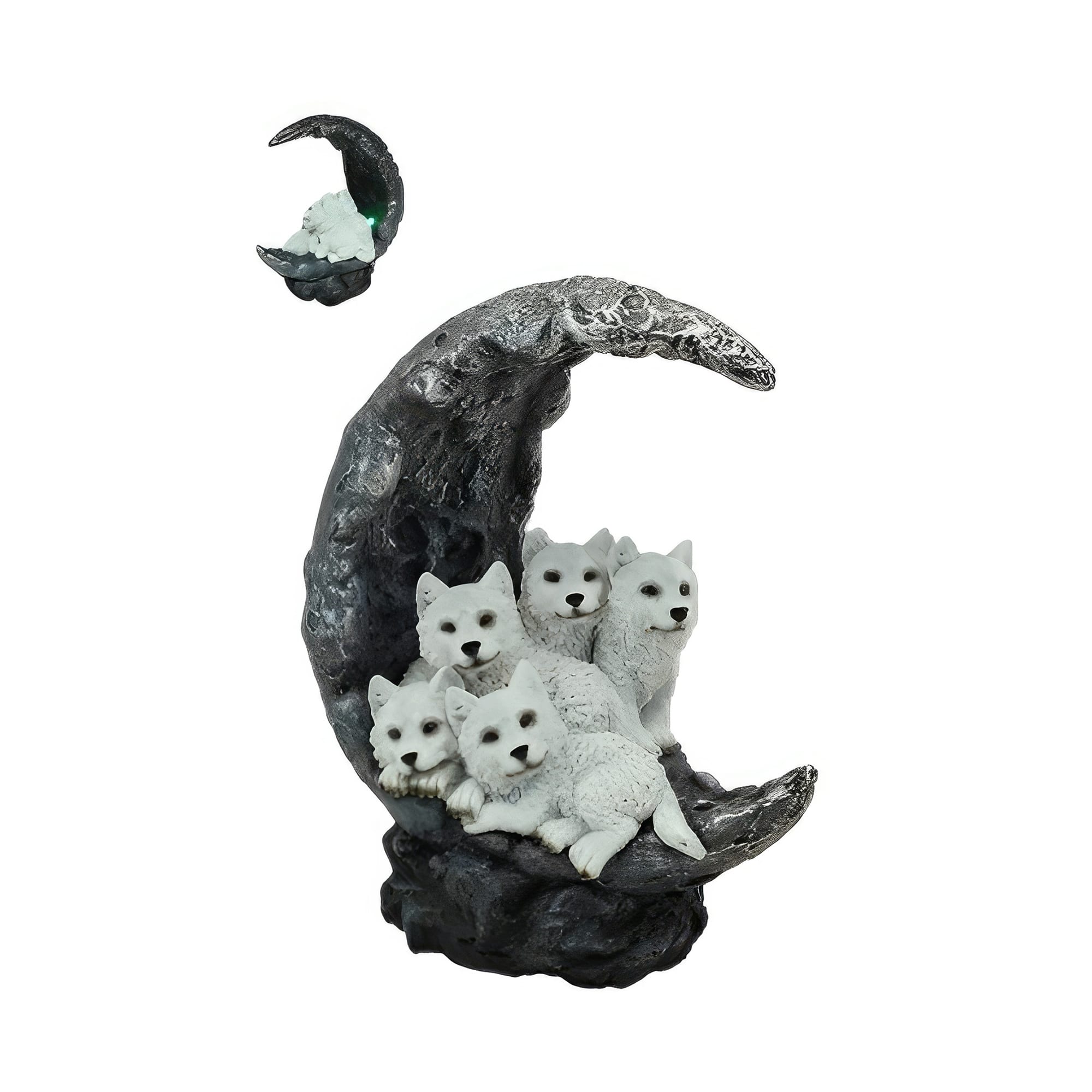 FC Design - 7.75"H Wolf Cubs on Moon with LED Figurine Statue Office Desk Tabletop Home Decor Gift - Multi-Color