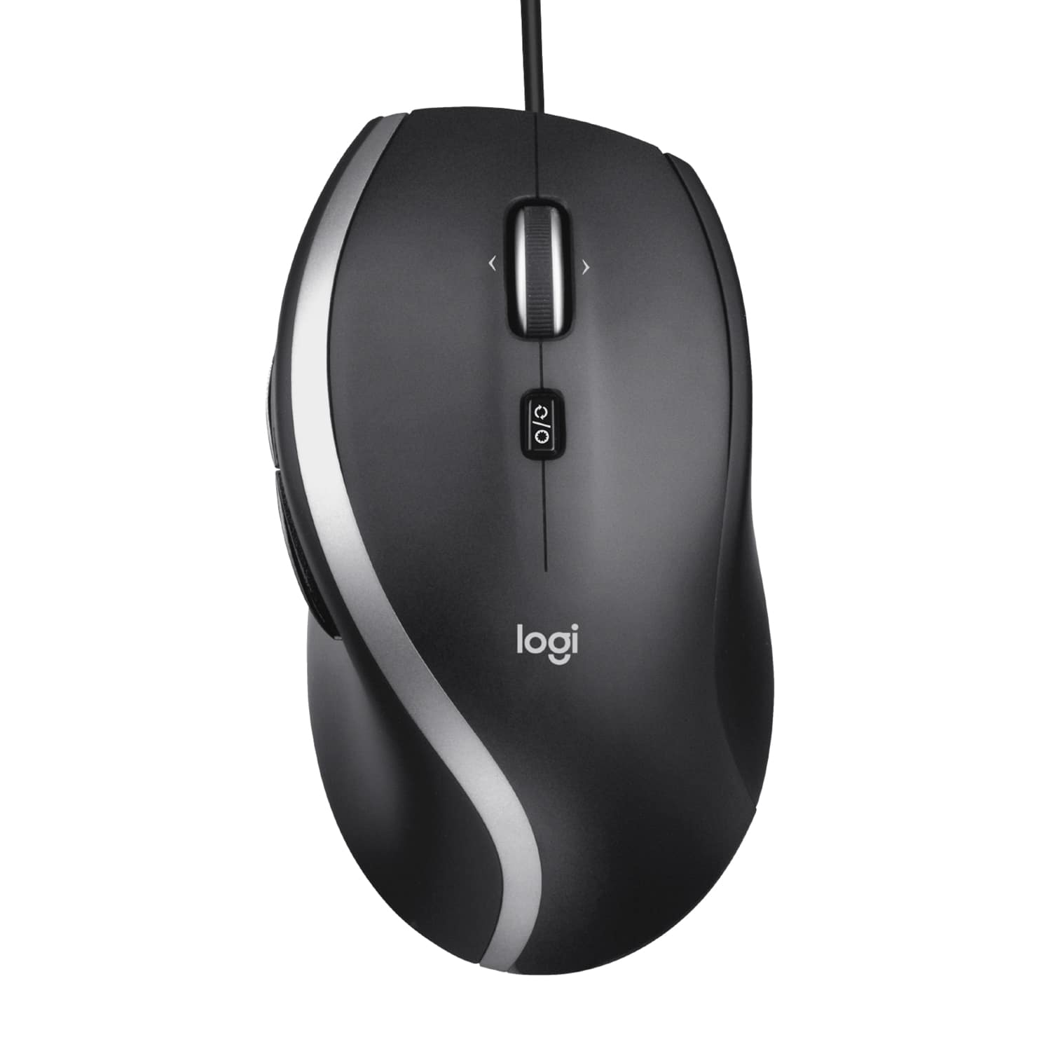 Front. Logitech - M500s Advanced Wired Optical Mouse with Hyper-fast Scrolling & Tilt - Black.