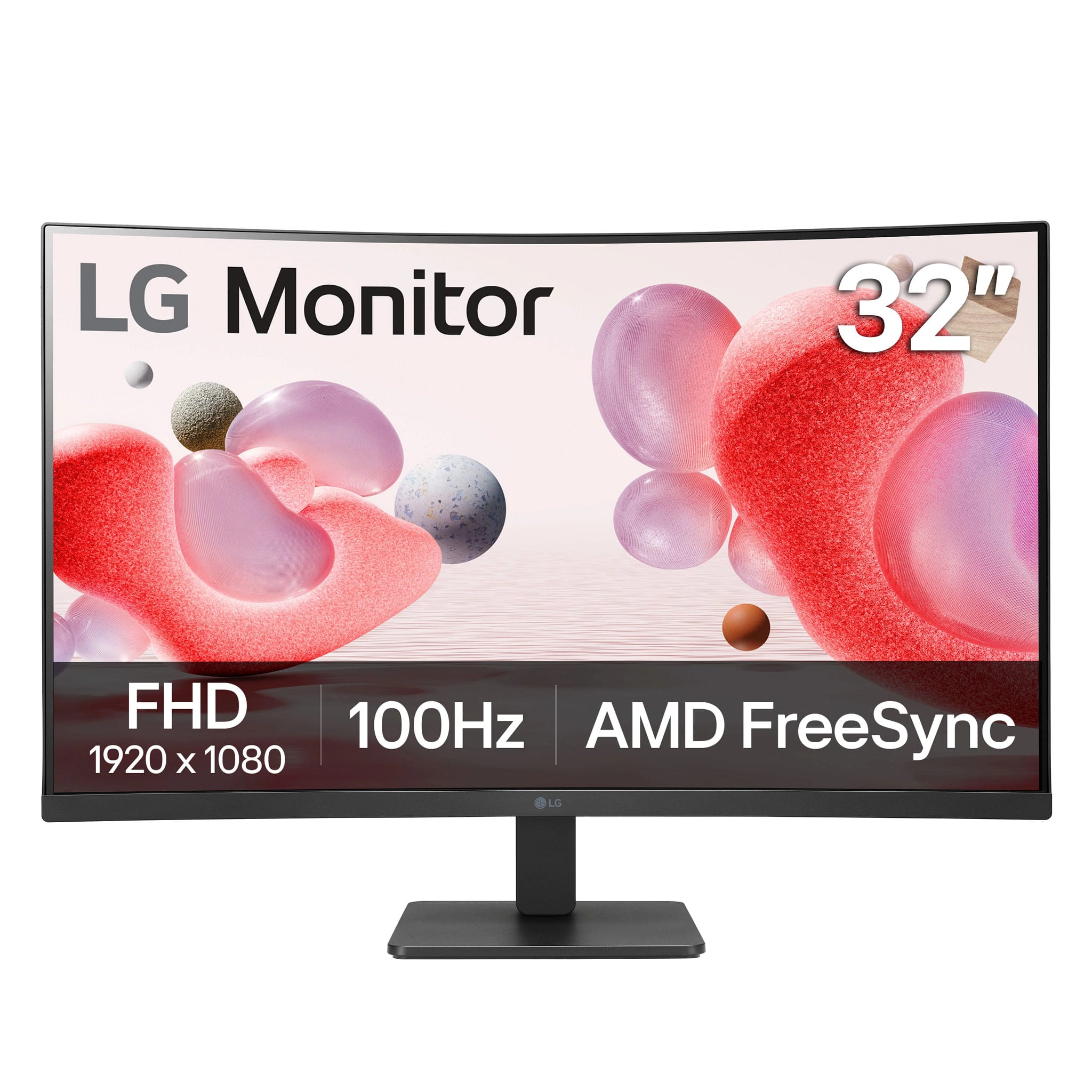 LG - 32" VA Curved FHD 100Hz AMD FreeSync Monitor (HDMI) - Black - Front_Zoom