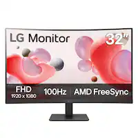 LG - 32" VA Curved FHD 100Hz AMD FreeSync Monitor (HDMI) - Black - Front_Zoom
