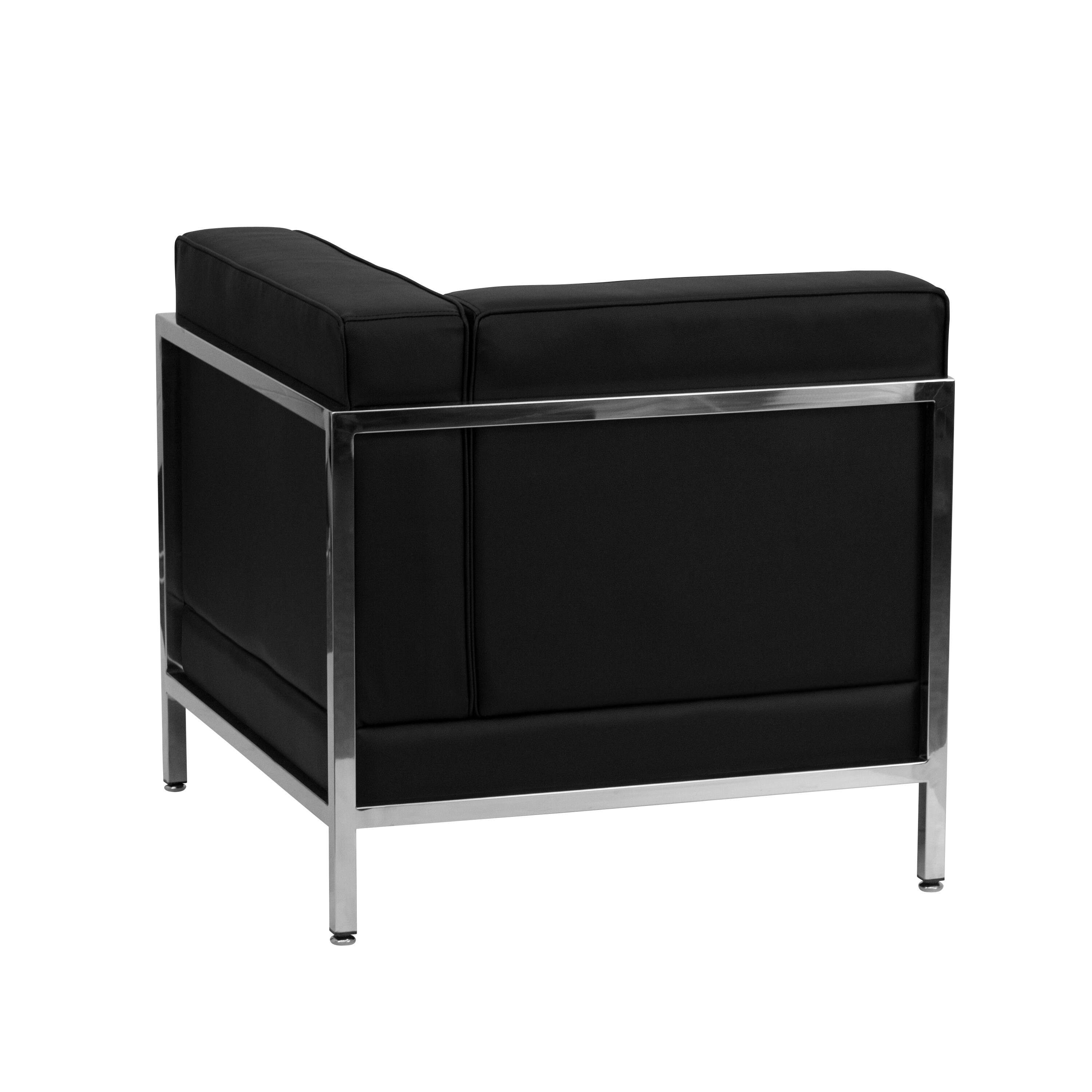 Alt View 2. Emma + Oliver - Faux Leather Modular Right Corner Quilted Tufted Seat Framed Chair - Black.