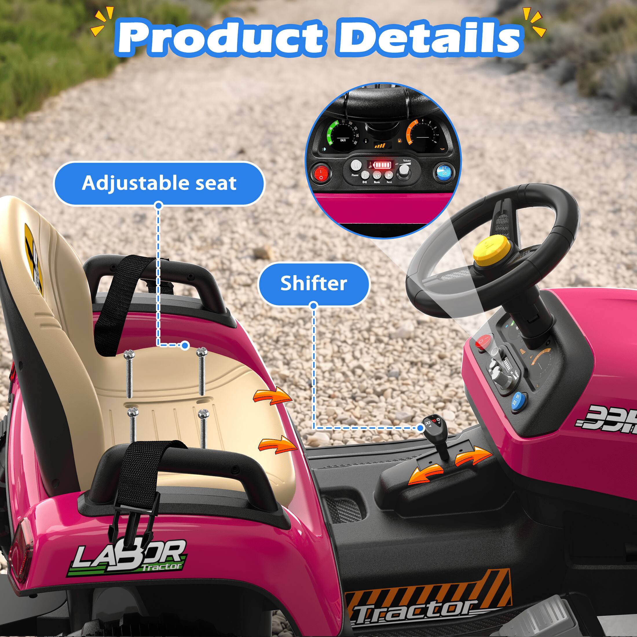 Product Details

- Adjustable seat
- Shifter

LABOR Tractor