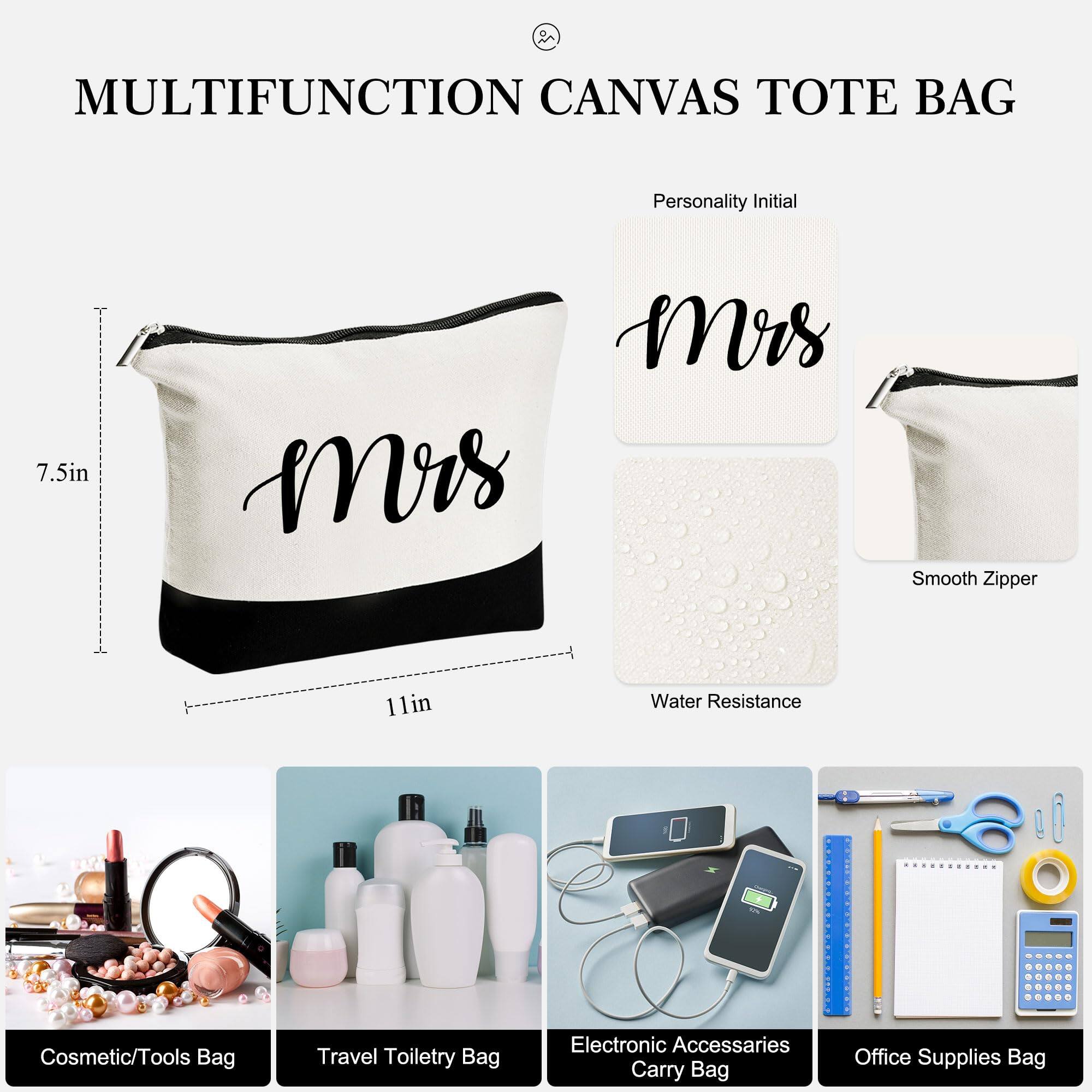 MULTIFUNCTION CANVAS TOTE BAG

- Personality Initial
- Mrs
- 7.5in
- 11in
- Smooth Zipper
- Water Resistance
- Cosmetic/Tools Bag
- Travel Toiletry Bag
- Electronic Accessories Carry Bag
- Office Supplies Bag