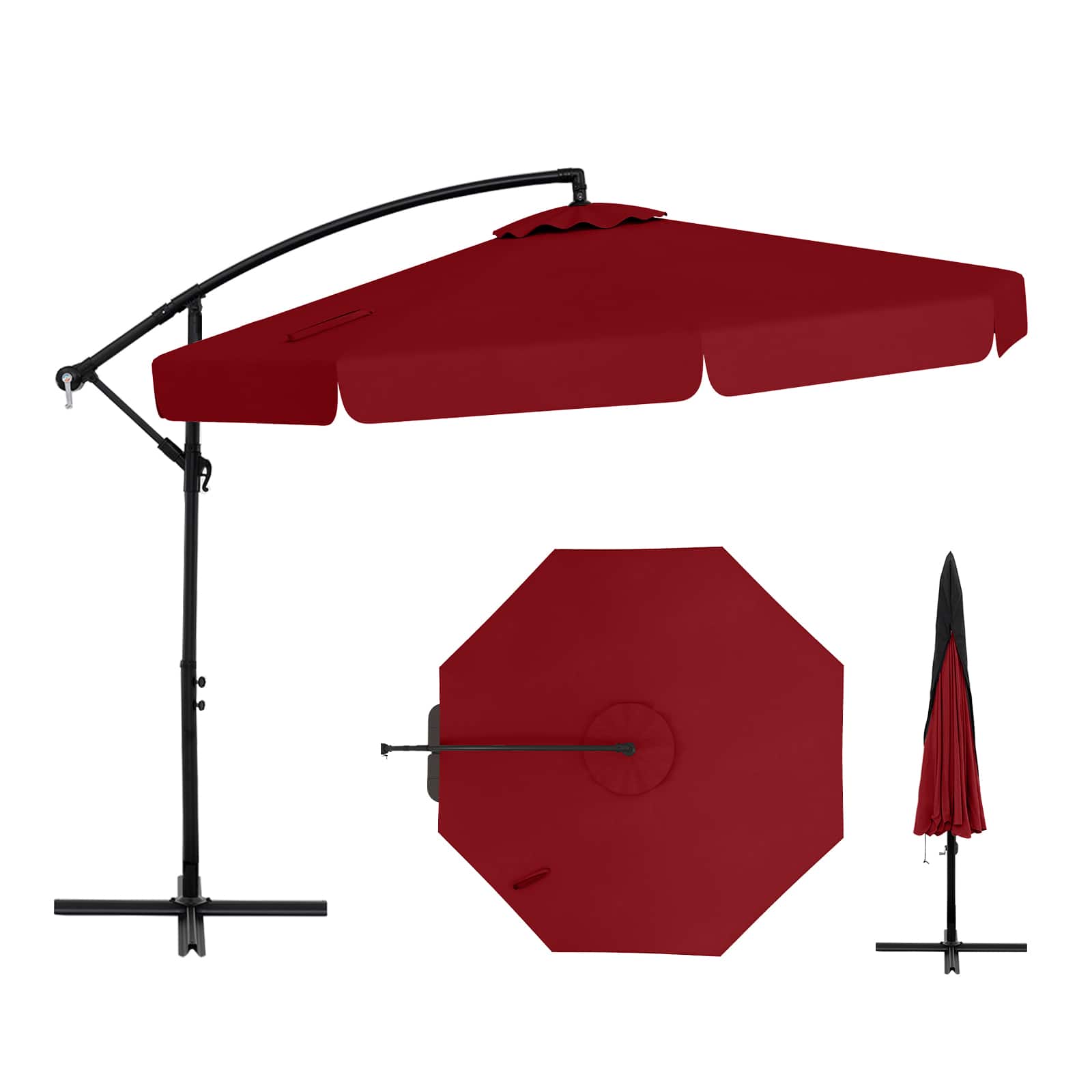Gymax - 10FT Offset Hanging Umbrella Patio Cantilever Umbrella w/ Easy Tilt Adjustment - Red price history on PriceWatchPro