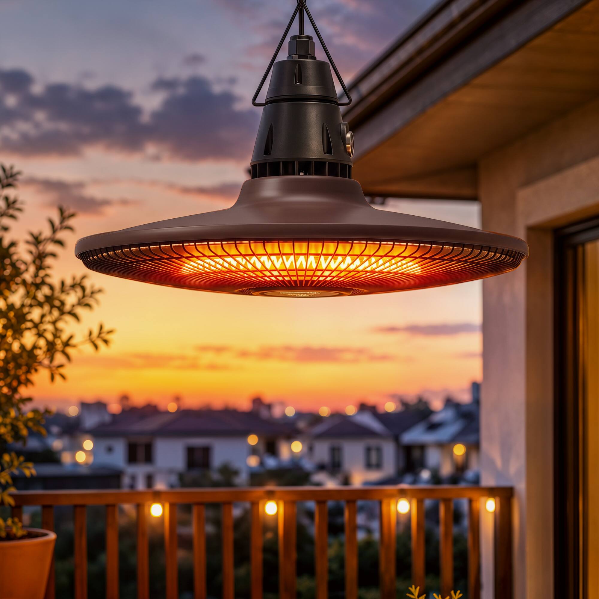 Alt View 1. Outsunny - Electric Patio Heater - Brown.