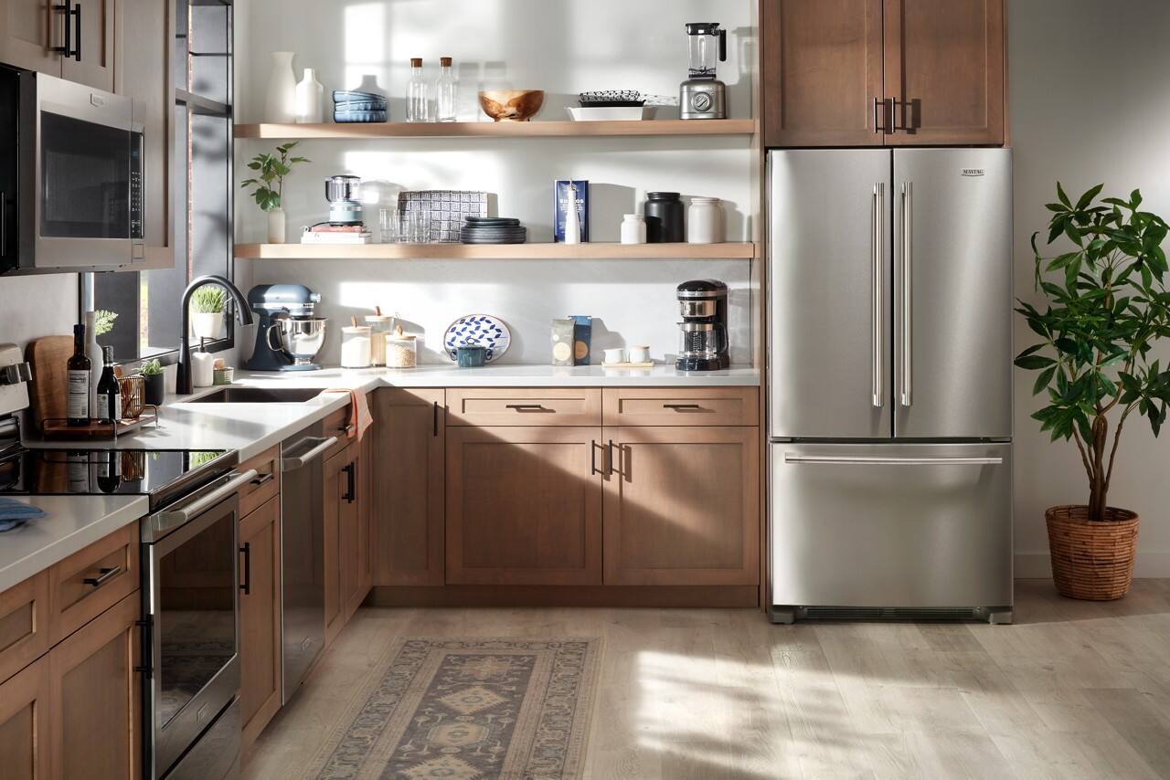 Alt View 4. Maytag - 36 in. Wide 25.2 cu. ft. French Door Refrigerator with Max Cool Setting - Fingerprint Resistant Stainless Steel.