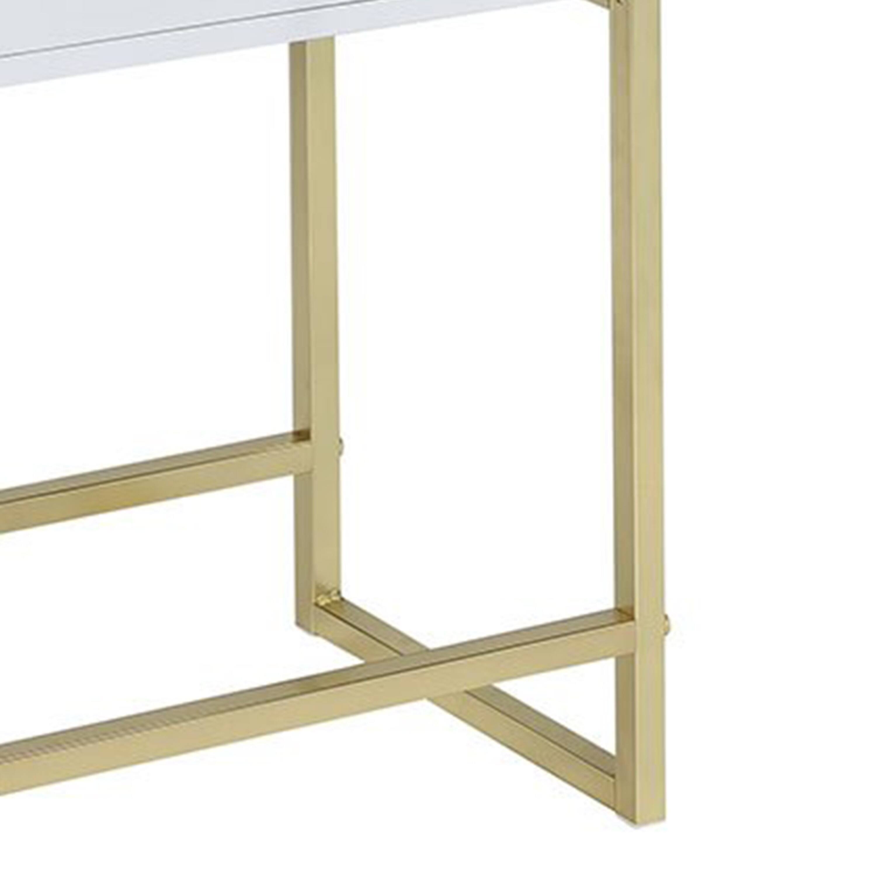 Alt View 2. Manhattan Lane - Astonishing Side Table - White&Gold.
