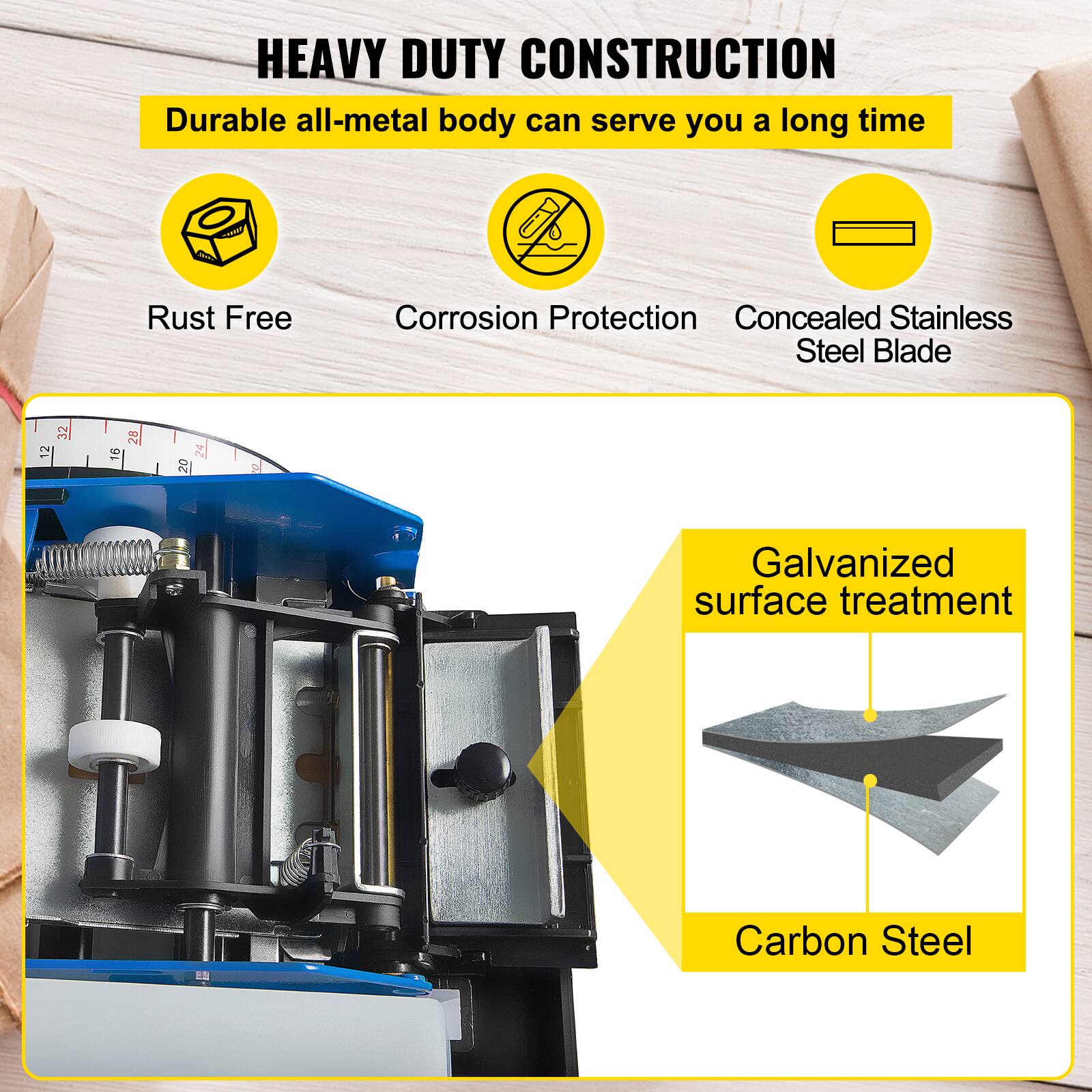 HEAVY DUTY CONSTRUCTION  
Durable all-metal body can serve you a long time  

- Rust Free  
- Corrosion Protection  
- Concealed Stainless Steel Blade  

Galvanized surface treatment  
Carbon Steel