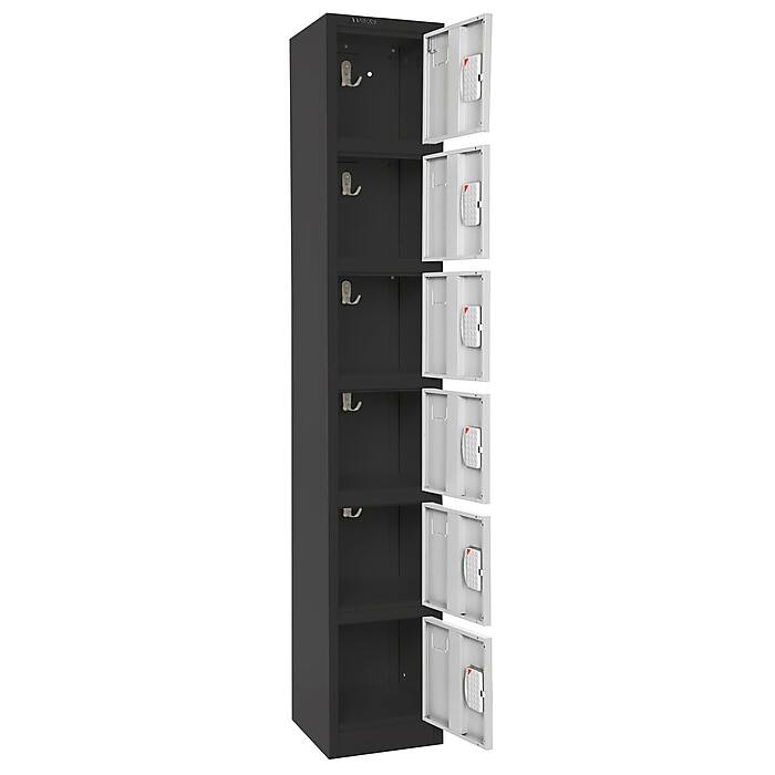 Alt View 4. AdirOffice - Storage Locker 629-Series 72" H 6-Tier Steel Digital Lock 6-Shelf Locker, 4/Pack - Black and White.