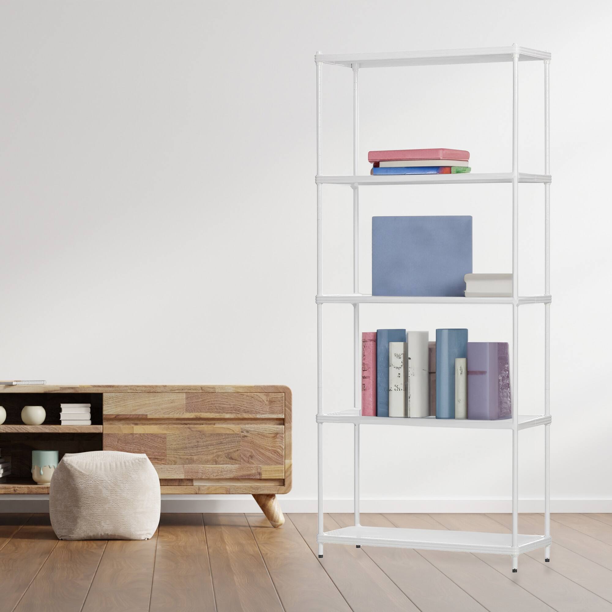 Alt View 5. Design Ideas - Design Ideas MeshWorks 5 Tier Metal Storage Shelving Unit Rack Bookshelf, White - White.