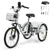 Front. Syedee - Tricycle for Adults, Black Electric Trike Motorized Three Wheel Electric Bicycle, 350W 48V Adult Electric Tricycle with - White.