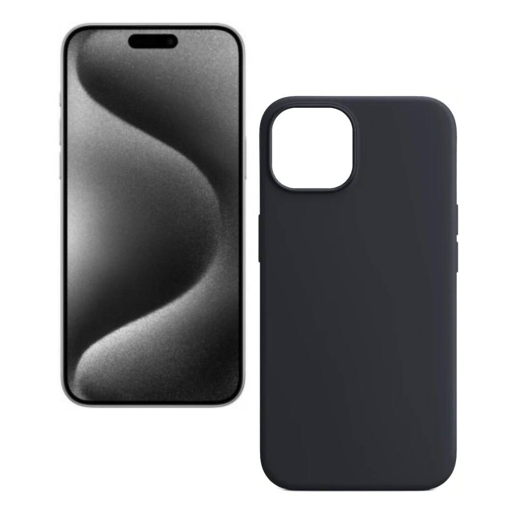 Alt View 1. Qixxronics - Silicone Phone Case Compatible with iPhone 15 Pro Drop Protection Shockproof - Black.