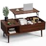 Bestier - Wooden Lift Top Coffee Table with Hidden Compartments and Adjustable Storage Shelves - Brown