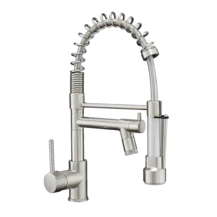 Front. Boyel Living - Silver Stainless Steel Single Handle Pull Down Sprayer Kitchen Faucet - Brushed Nickel.