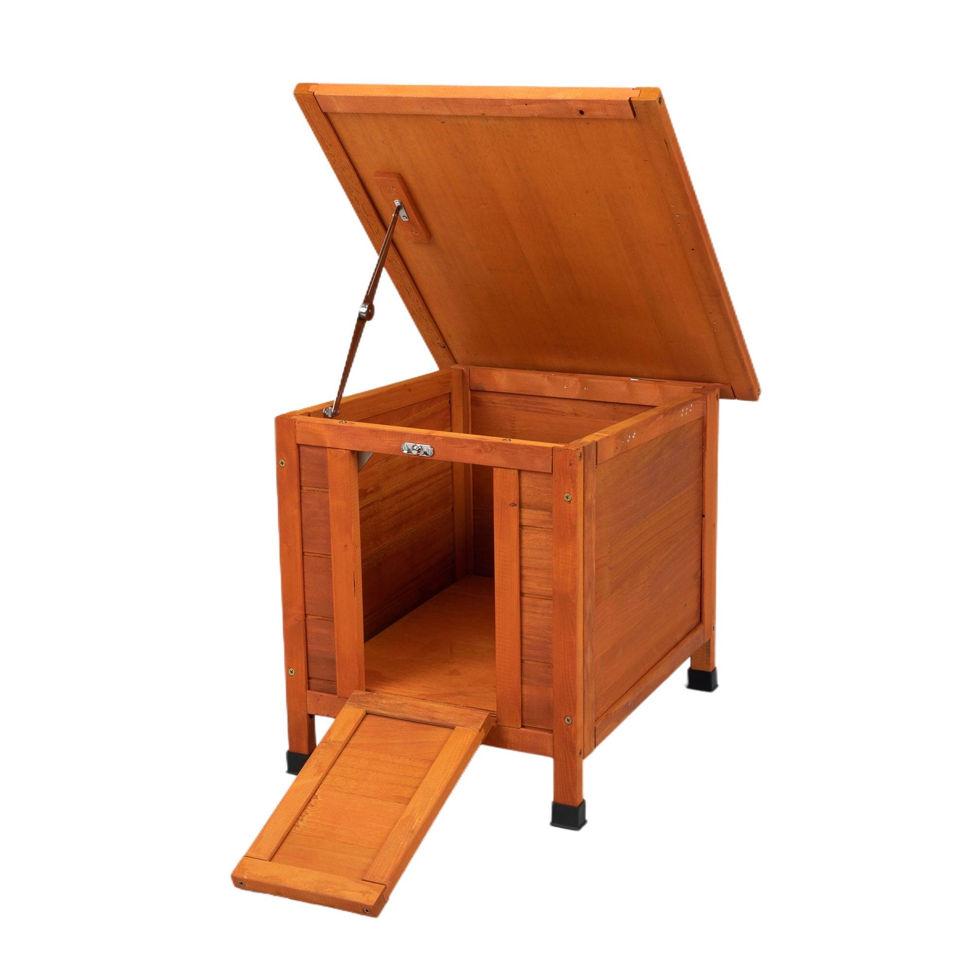 Alt View 4. Pefilos - Rabbit Hutch, Wooden Rabbit Cage, Pet House Bunny Shelter with Ramp and Opening Roof.