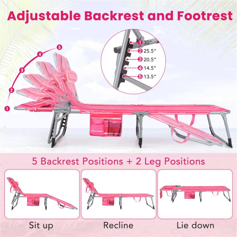 Adjustable Backrest and Footrest

- 1: 30"
- 2: 25.5"
- 3: 20.5"
- 4: 14.5"
- 5: 13.5"

5 Backrest Positions + 2 Leg Positions

- Sit up
- Recline
- Lie down