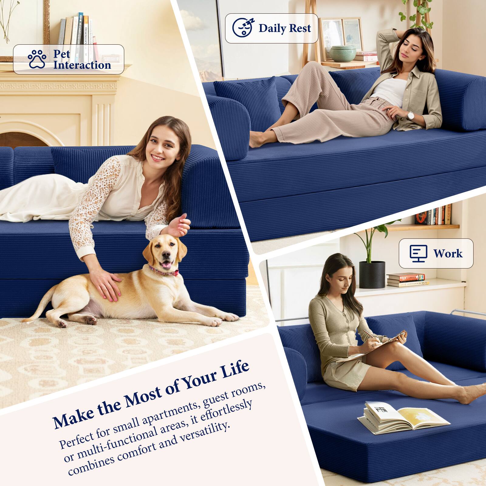 Make the Most of Your Life

Perfect for small apartments, guest rooms, or multi-functional areas, it effortlessly combines comfort and versatility.

Pet Interaction

Daily Rest

Work