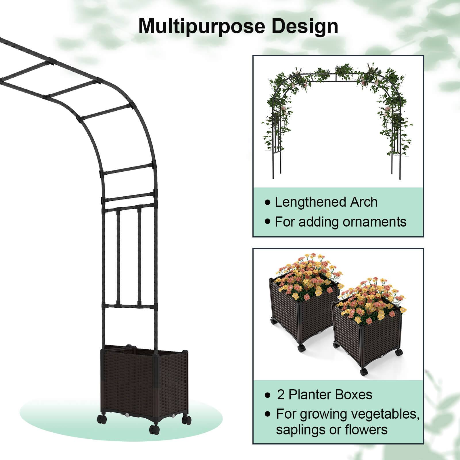 Multipurpose Design

- Lengthened Arch
- For adding ornaments

- 2 Planter Boxes
- For growing vegetables, saplings or flowers