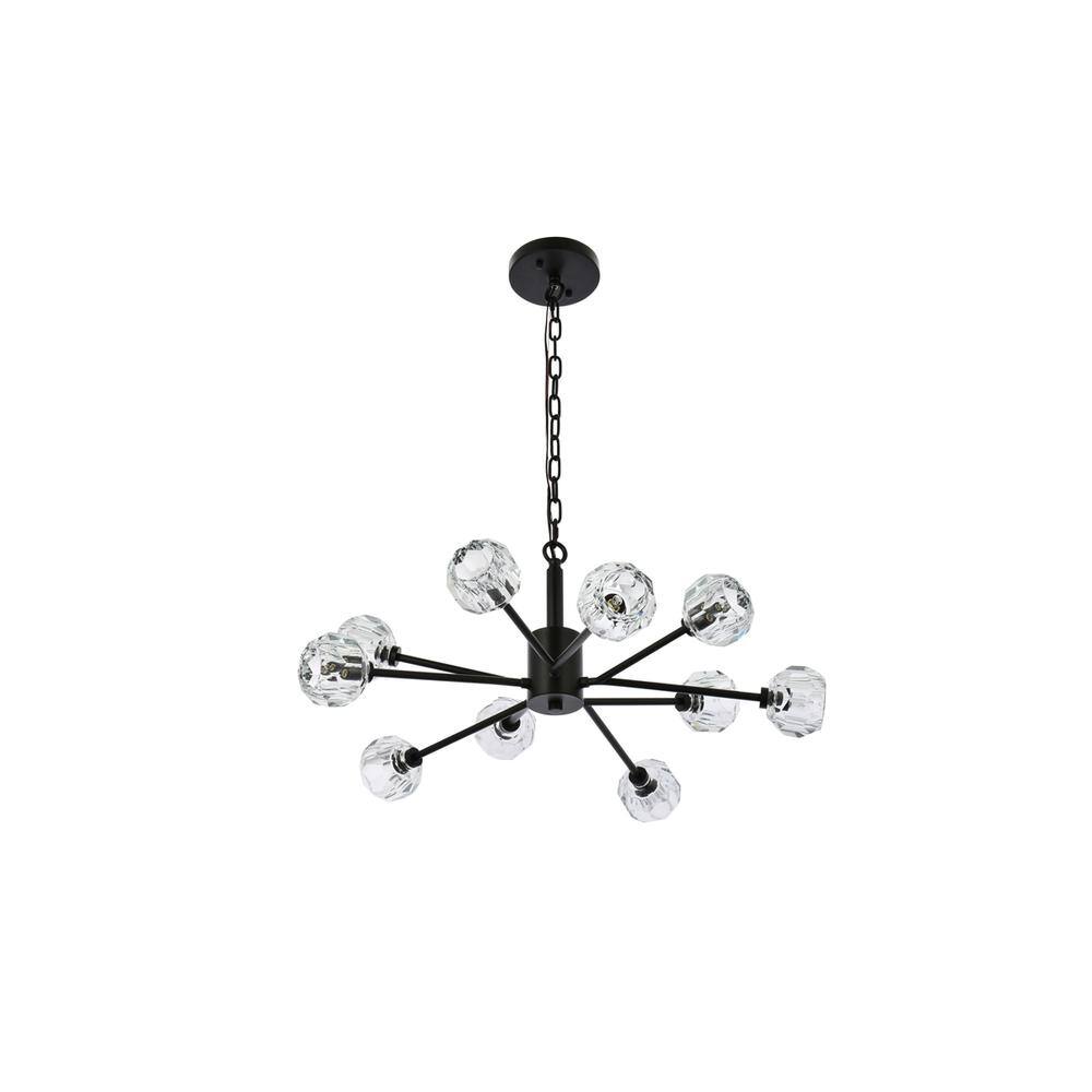 Back. Elegant Lighting - Graham 10 Light Pendant in Black - Black And Clear.