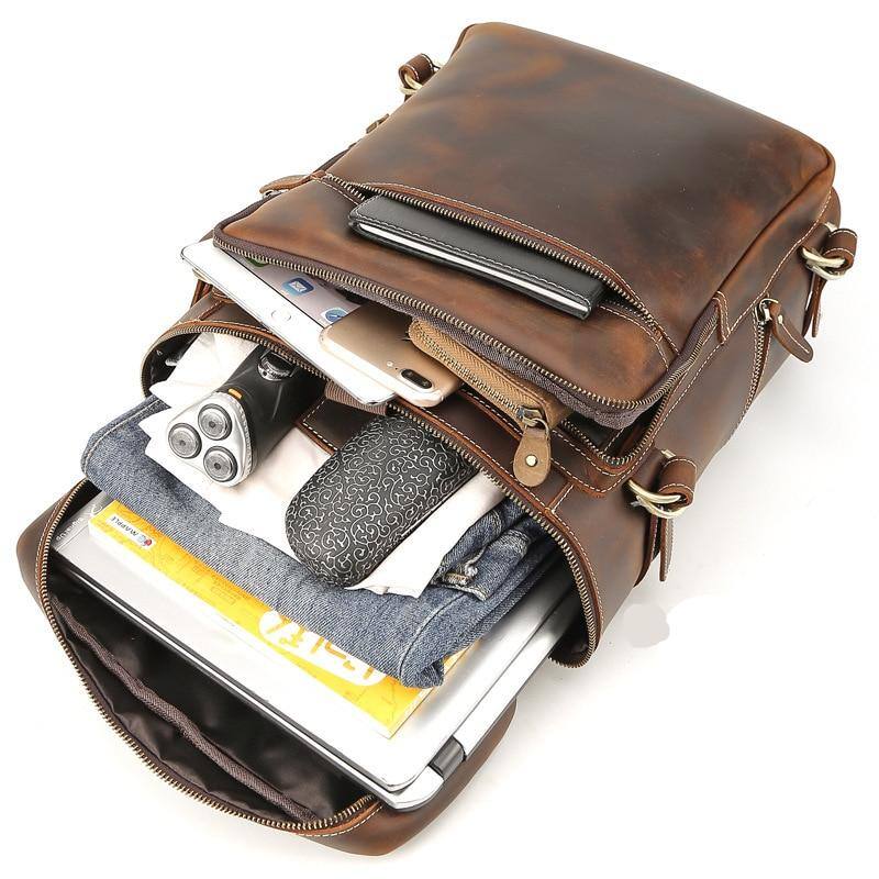 Alt View 5. Steel Horse Leather - The Raoul Backpack | Handmade Vintage Leather Backpack - Dark Brown.