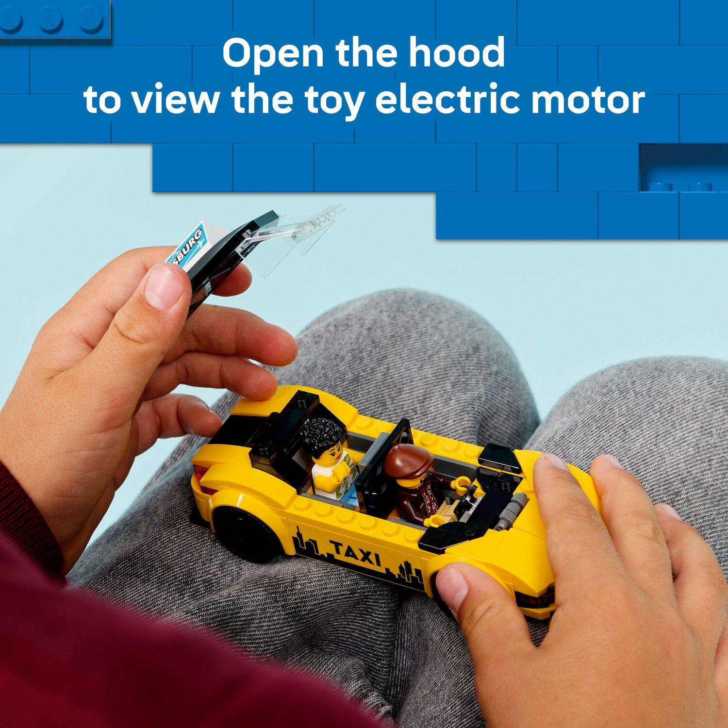 Open the hood to view the toy electric motor
