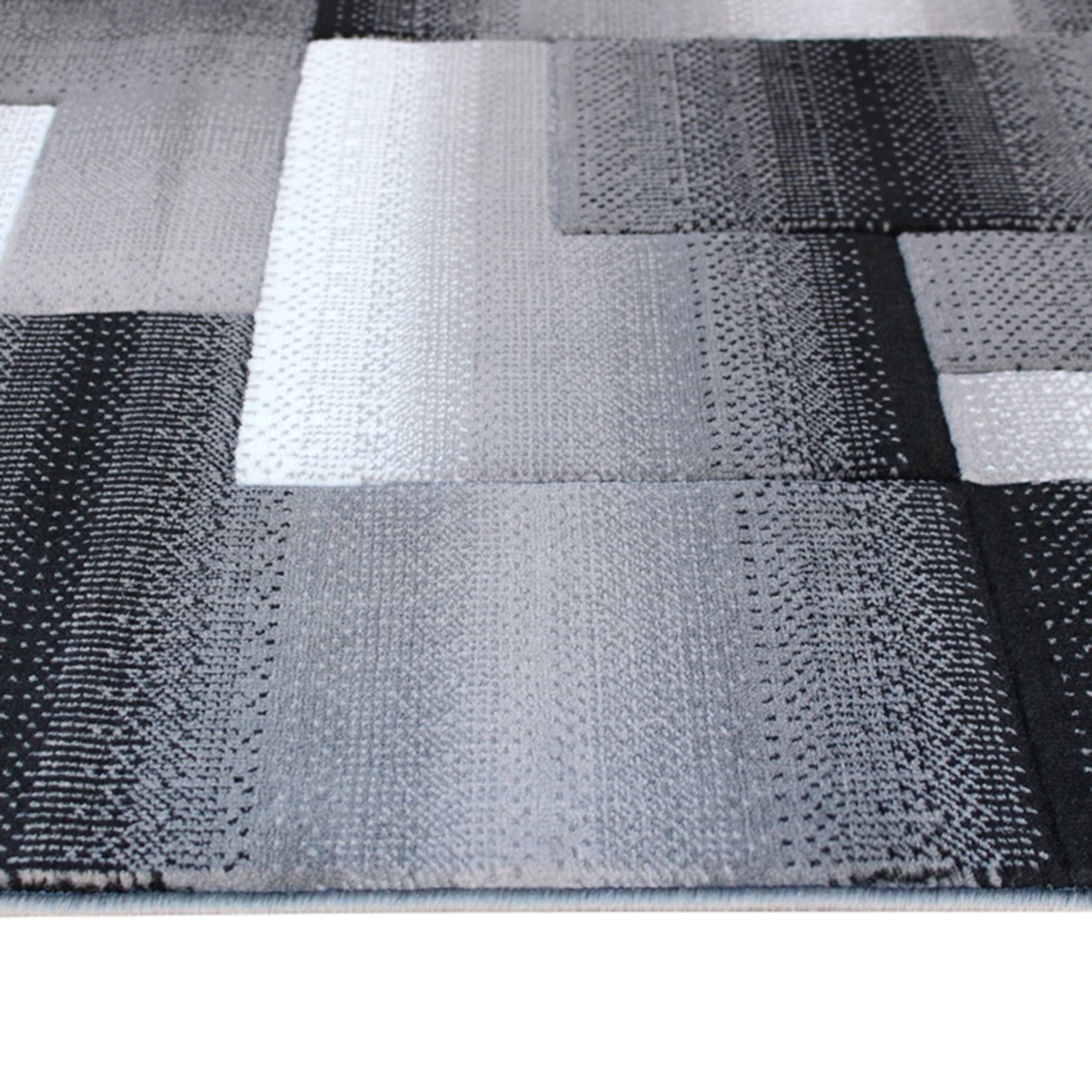 Alt View 5. Emma + Oliver - Malaga Modern Cubist Olefin Accent Runner Rug in Gradient Shades with Natural Jute Backing - Grey.