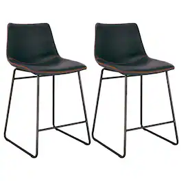 AmeriHome - Classic Faux Leather 24 inch Counter Height Chair Set - Black