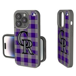 Keyscaper - MLB - Colorado Rockies Plaid Soft Touch iPhone Case - 14 - Gray