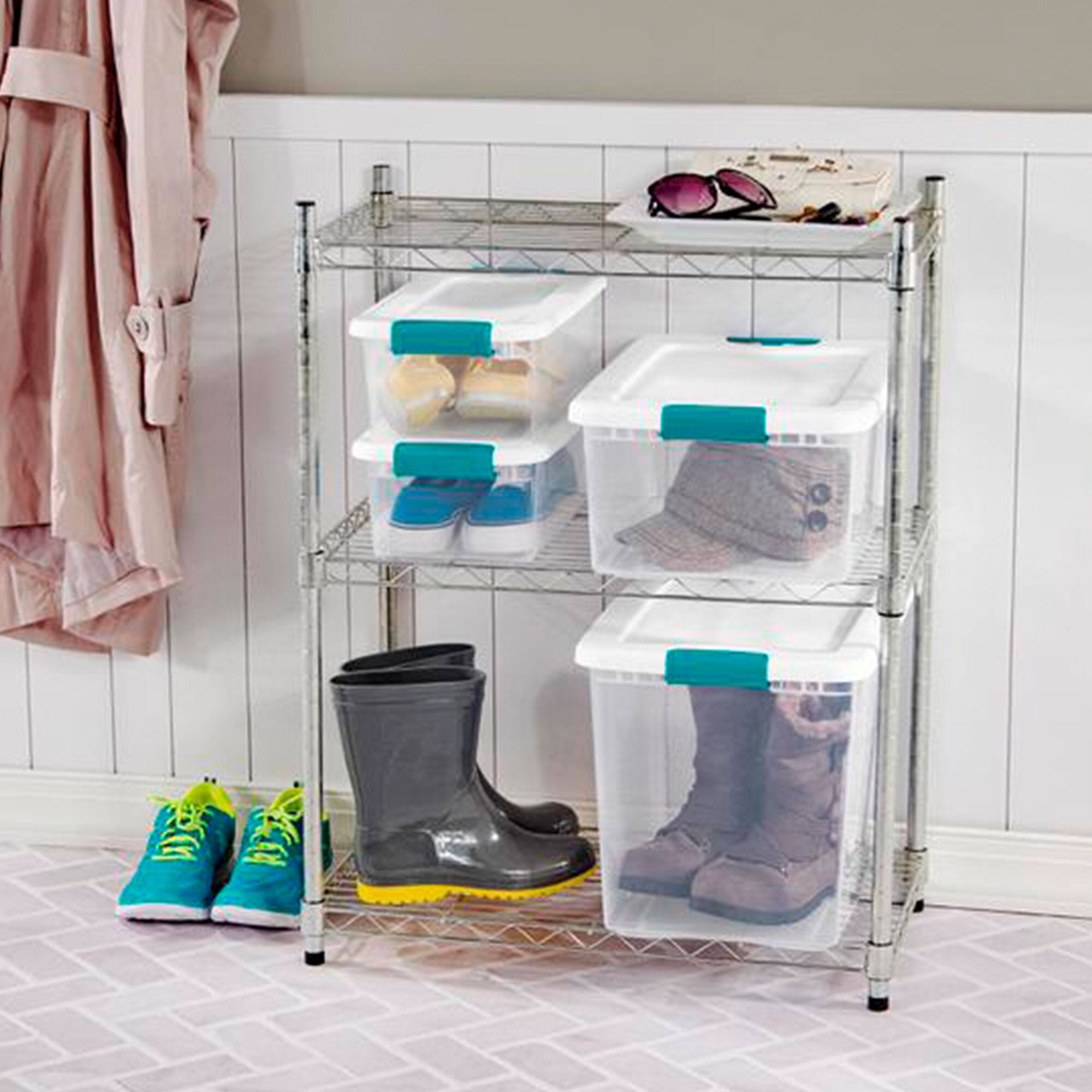 Alt View 2. Sterilite - Sterilite 12 Pack 15-Qt & 6 Pack 25-Qt Stackable Clear Plastic Storage Bin w/Lid - Clear.