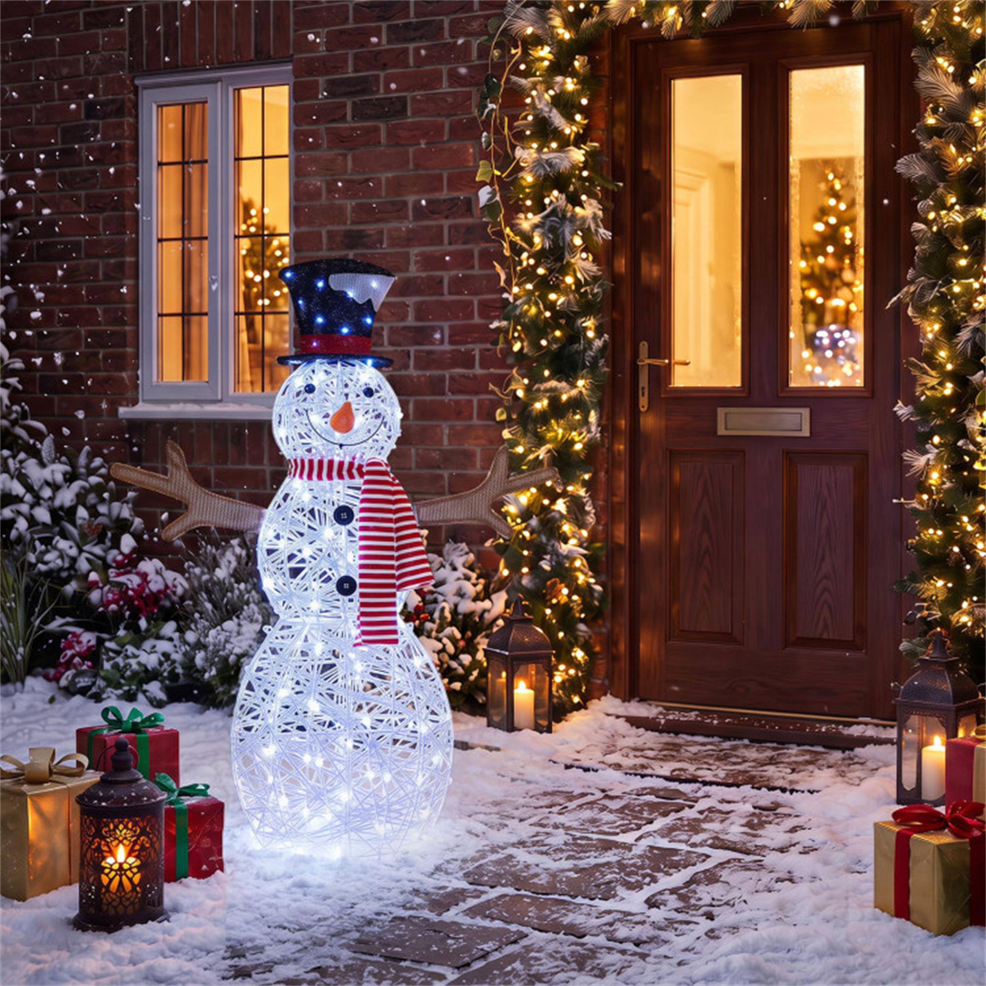 Alt View 6. Boyel Living - Lighted Snowman Christmas Decoration with Cold White LED Lights-White - White.