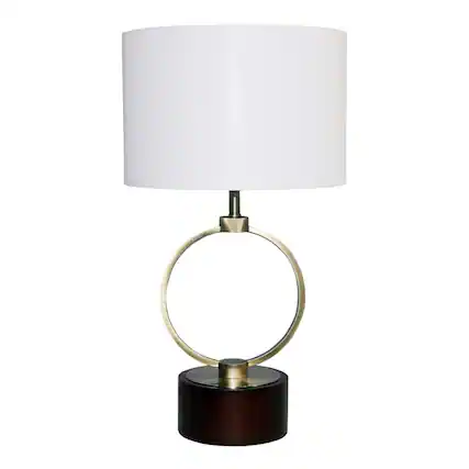Front. HTUTWOO - Bedroom Table Lamp - Nordic Creative Romantic Warm Metal Grid Circular Desk Lamp, Study Room Bedside Light Fixture, 110V - White.