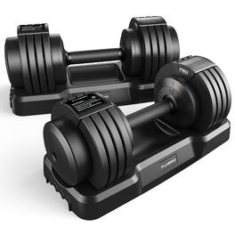 FLYBIRD - 55LB Adjustable Dumbbell, 5-in-1 Fast Adjust Weights with Anti-Slip Handle for Home Gym Workout - 55LB pair