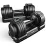 FLYBIRD - 55LB Adjustable Dumbbell, 5-in-1 Fast Adjust Weights with Anti-Slip Handle for Home Gym Workout - 55LB pair