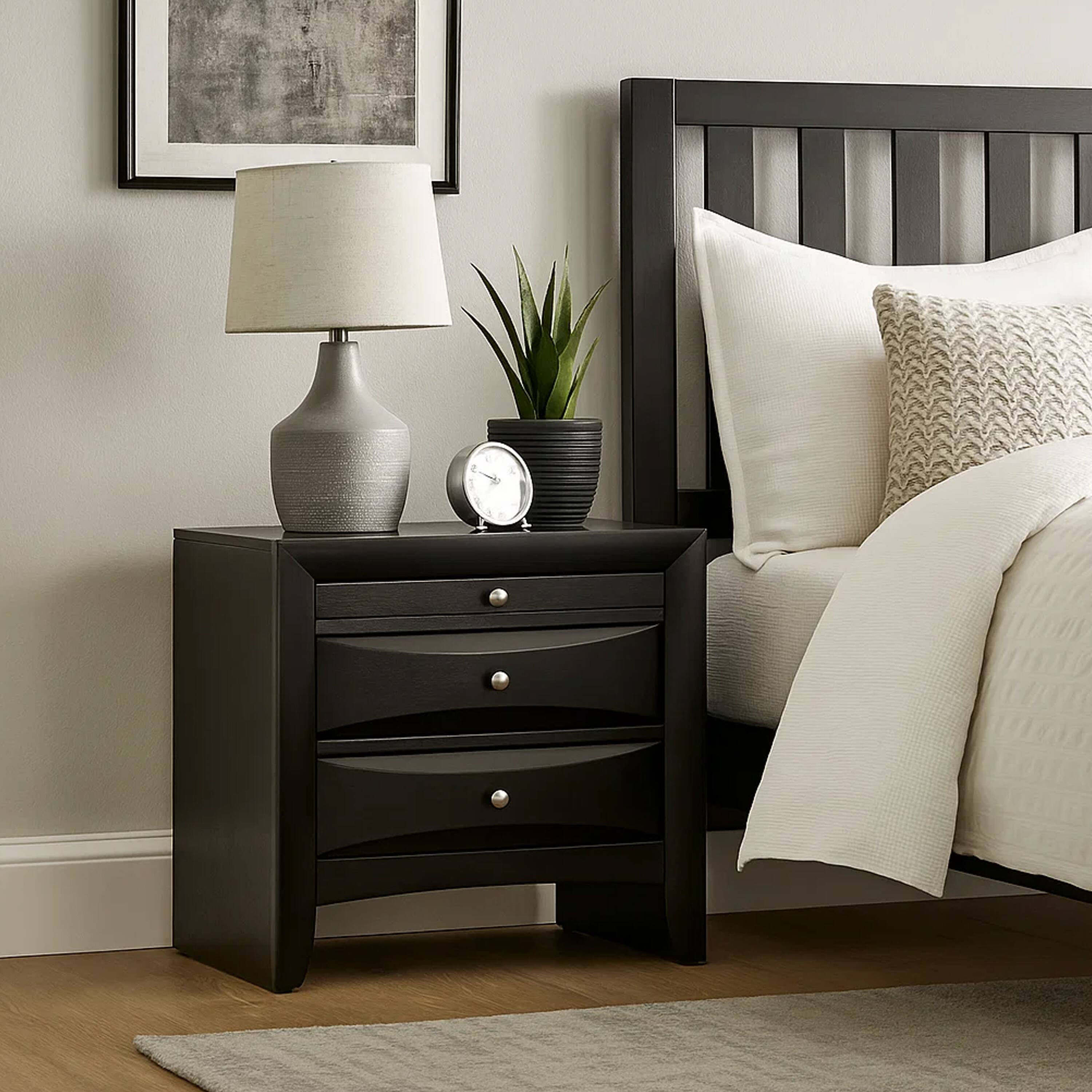Alt View 5. Manhattan Lane - Contemporary 2 Drawer Wood  Nightstand By Ireland - Black.