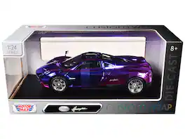 Pagani Huayra Chrome "Custom Wrap" Series 1/24 Diecast Model Car by Motormax - Pink and Purple