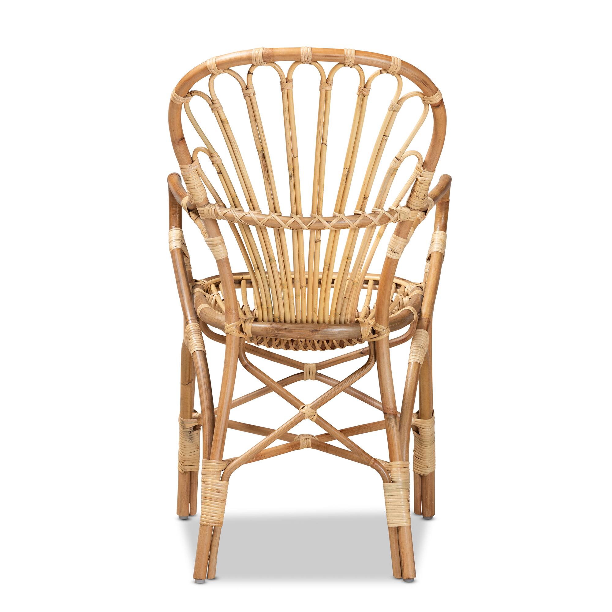 Back. bali & pari - Sheraton Modern and Contemporary Natural Finished Rattan Dining Chair - Natural.