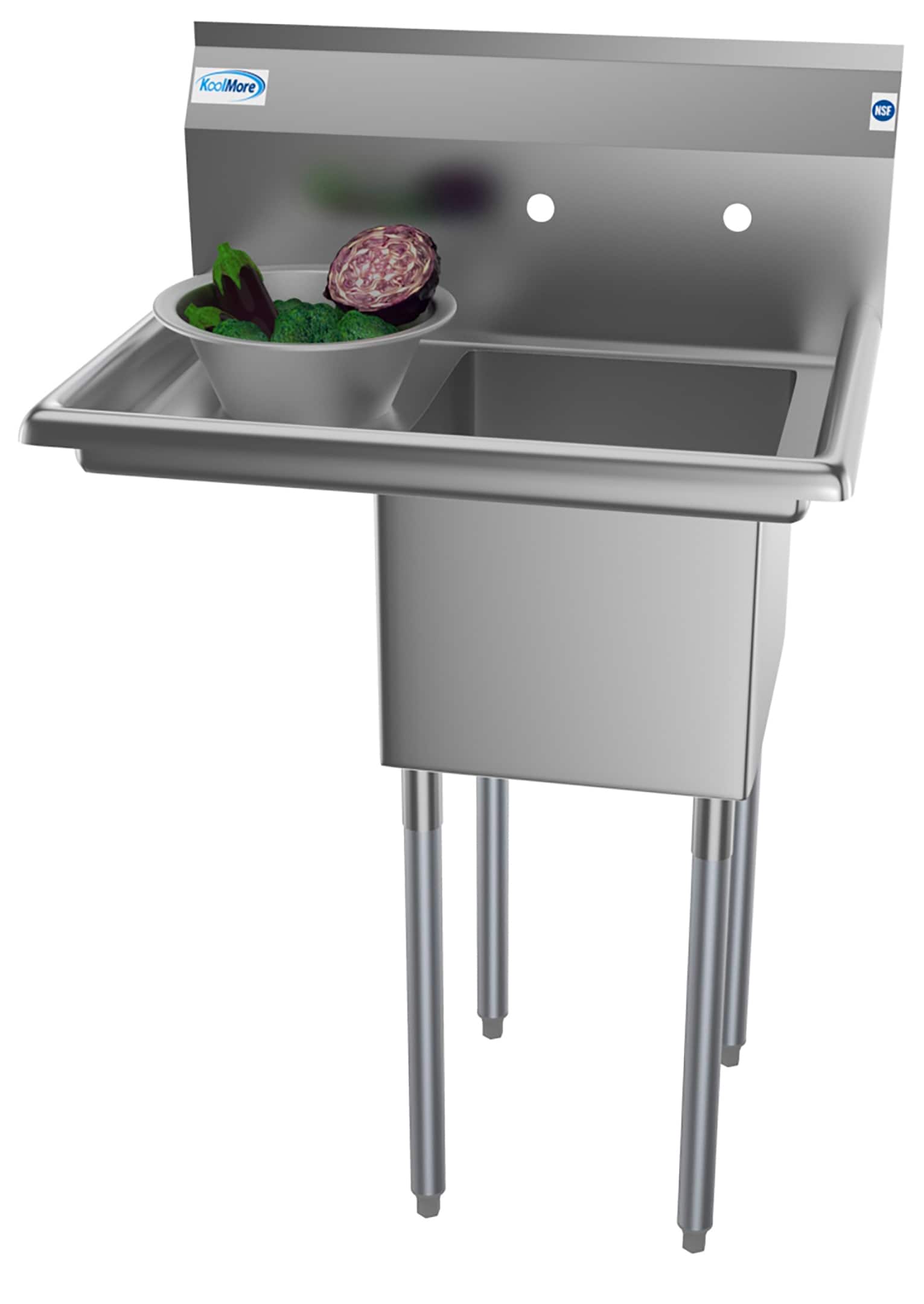 "Koolmore - 29 in. One compartment Restaurant Sink with Drainboard, Bowl Size 14"" x 16"" x 11"" - Stainless Steel" price history on PriceWatchPro