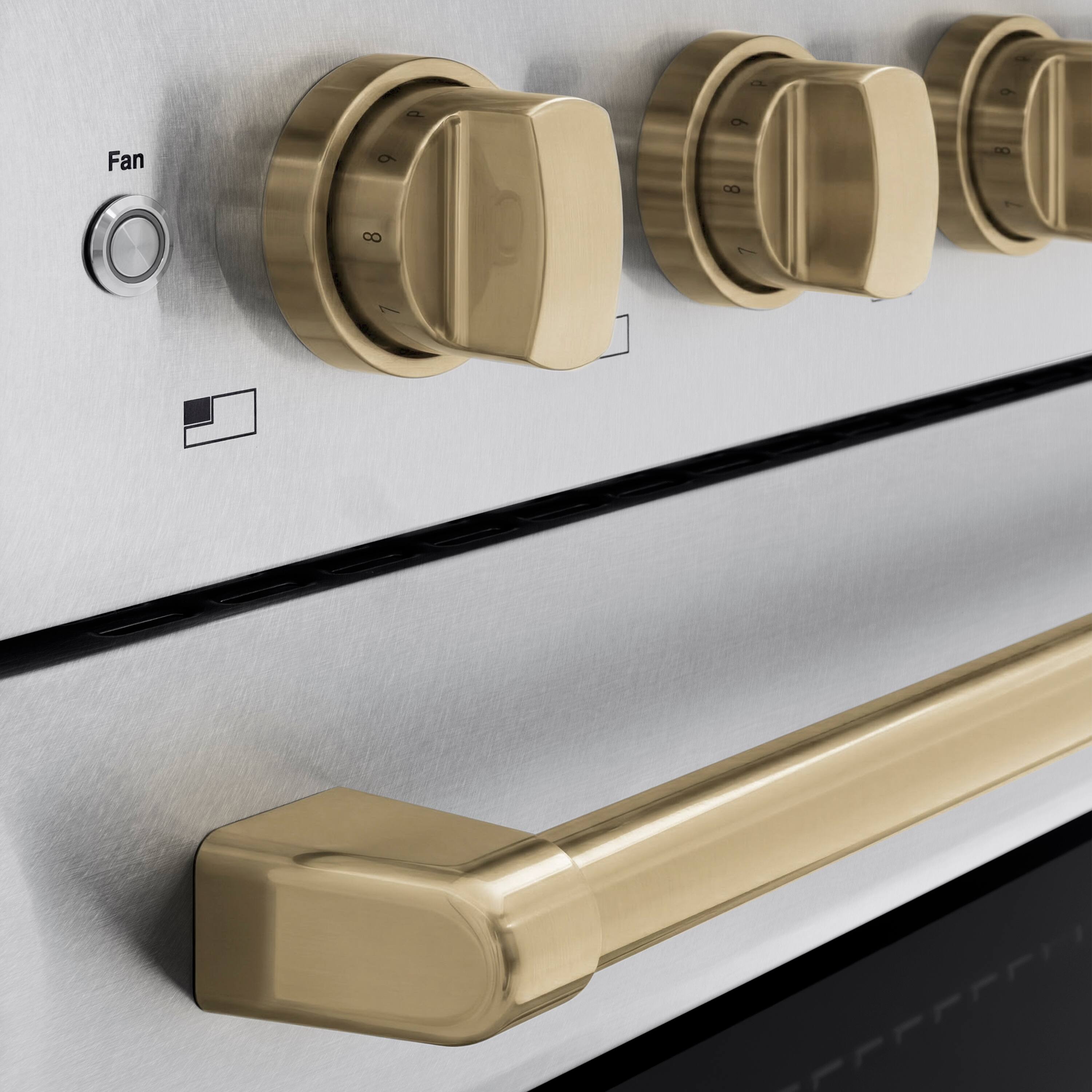 Alt View 5. ZLINE - Autograph 36 in. 5.2 cu. ft. Paramount Freestanding Induction Range with 5 Burners in Satin Steel with Bronze Accents - Satin Stainless Steel.