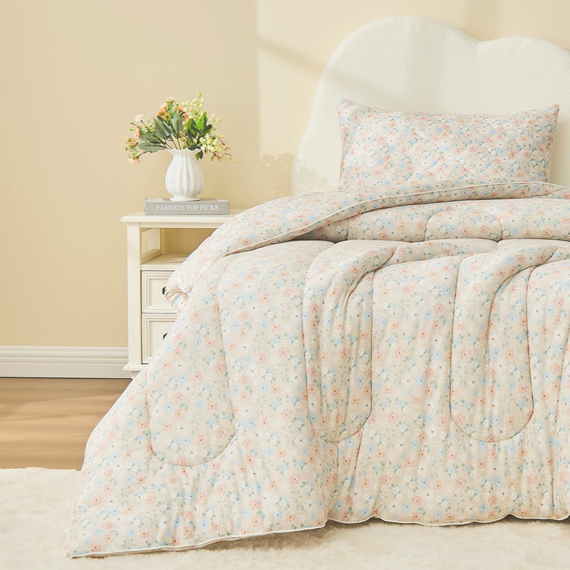 Bestier - Twin Kids Comforter Set – 2 Pcs All-Season Bedding with Skin-Friendly Lightweight Quilt & Pillowcase - Yelow