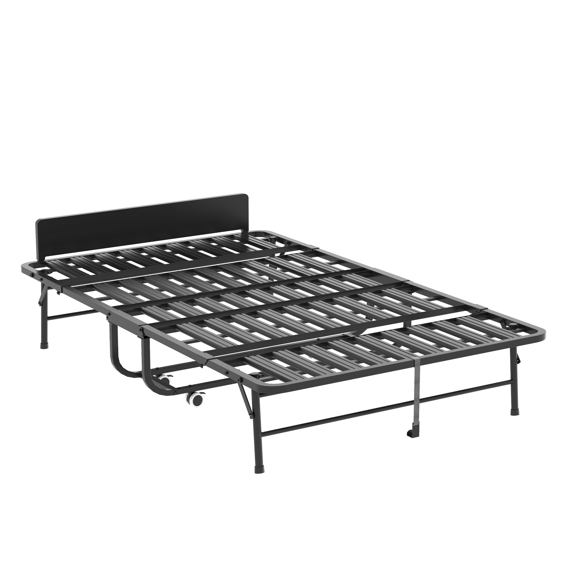 Back. GOODSILO - Extra Wide Folding Guest Bed with Adjustable Headrest and 5-Inch Memory Foam Mattress for Superior Comfort - Black.