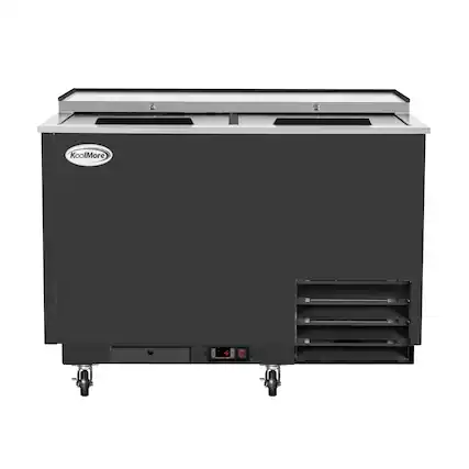 Front. Koolmore - 50 in. Commercial Glass Froster in Black Steel, ETL Listed, 14 cu. ft. (KM-GF50-BK) - Black painted steel.