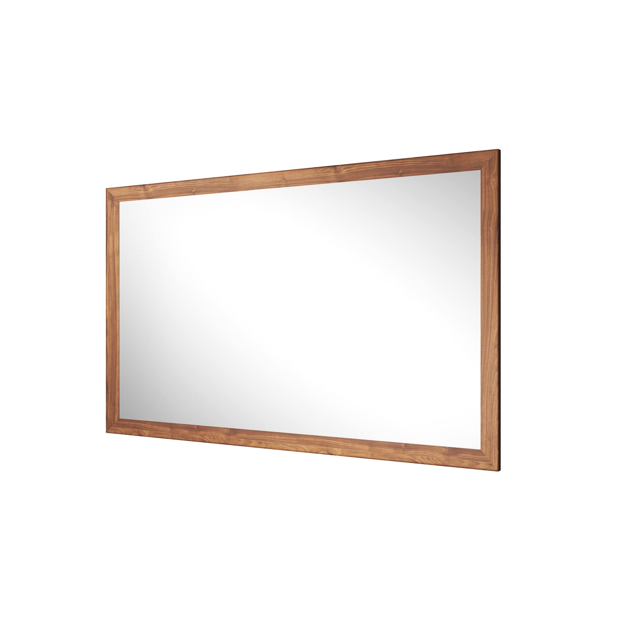 Alt View 1. Boyel Living - 36 in. W x 60 in. H Dark Wood Grain Rectangular Slanted Edge Aluminum Framed Wall Bathroom Vanity Mirror.