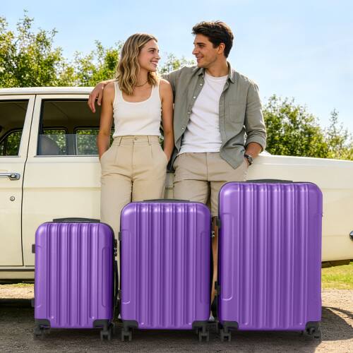 Alt View 9. Winado - 3-Piece 20in 24in 28in Lightweight ABS Hardside Hardshell Carry-On Luggage Set with Spinner Wheels and Combination Lock - Purple.